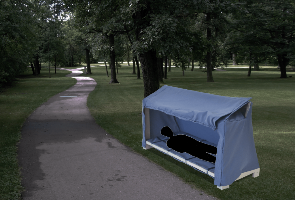 Stehbank als Schlafplatz