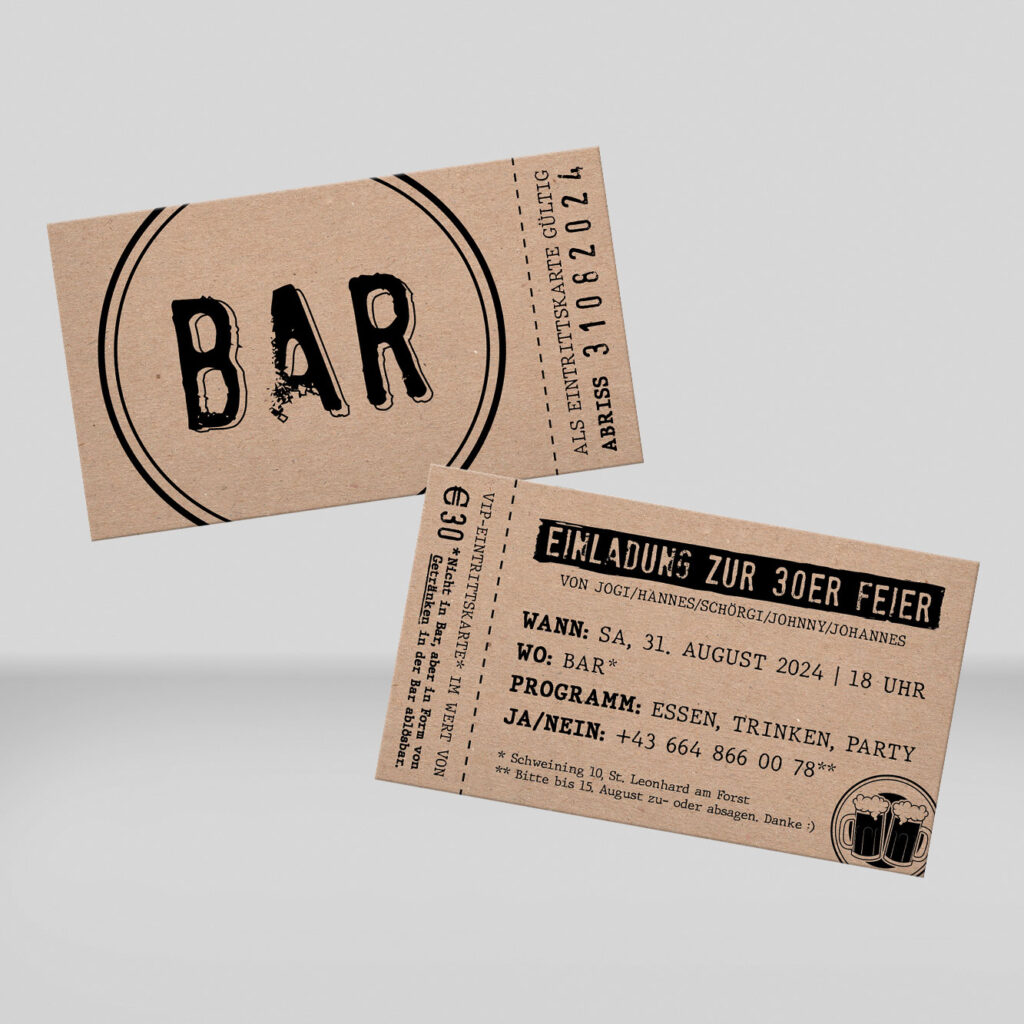 Auf Bild klicken, um mehr zum Projekt "30er Einladung" zu erfahren.